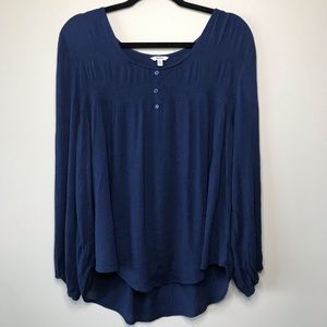 Sonoma Long Sleeve Pleated Blouse Navy blue